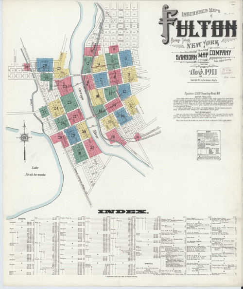 Fulton New York 1911 - Fire Insurance Index - Old Map Reprint