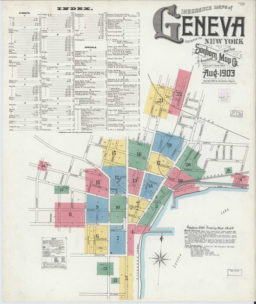Geneva New York 1903 - Fire Insurance Index - Old Map Reprint