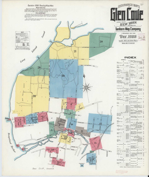 Glen Cove New York 1908 - Fire Insurance Index - Old Map Reprint