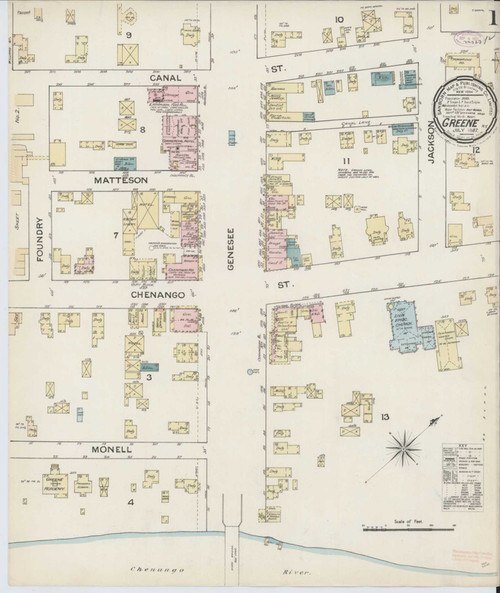Greene New York 1887 - Fire Insurance Index - Old Map Reprint