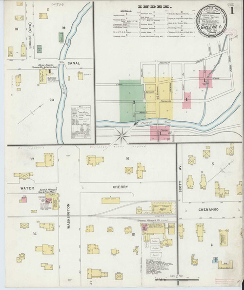 Greene New York 1897 - Fire Insurance Index - Old Map Reprint