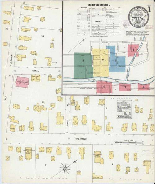 Greene New York 1903 - Fire Insurance Index - Old Map Reprint