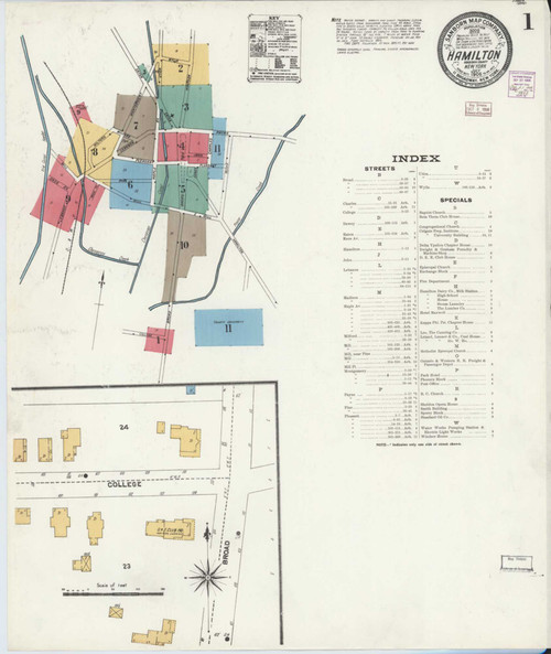 Hamilton New York 1906 - Fire Insurance Index - Old Map Reprint