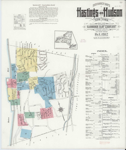 Hastings-On-Hudson New York 1912 - Fire Insurance Index - Old Map Reprint