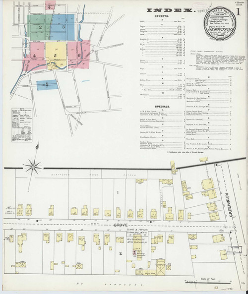 Hempstead New York 1892 - Fire Insurance Index - Old Map Reprint