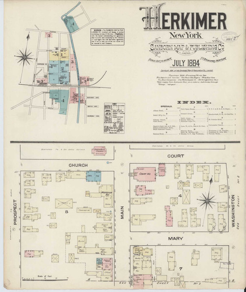 Herkimer New York 1884 - Fire Insurance Index - Old Map Reprint