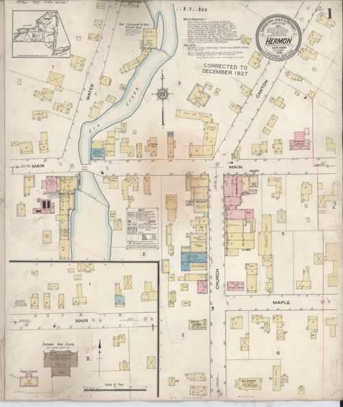 Hermon New York 1927 - Fire Insurance Index - Old Map Reprint