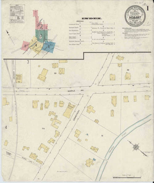 Hobart New York 1912 - Fire Insurance Index - Old Map Reprint
