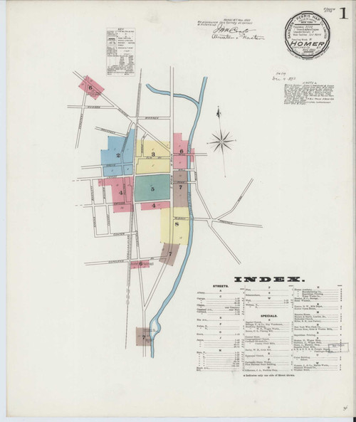 Homer New York 1893 - Fire Insurance Index - Old Map Reprint