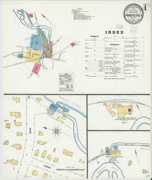 Honeoye Falls New York 1904 - Fire Insurance Index - Old Map Reprint