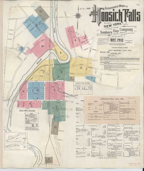 Hoosick Falls New York 1945 - Fire Insurance Index - Old Map Reprint