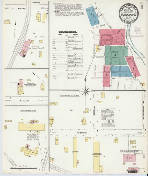 Horseheads New York 1908 - Fire Insurance Index - Old Map Reprint