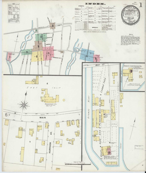 Islip New York 1897 - Fire Insurance Index - Old Map Reprint