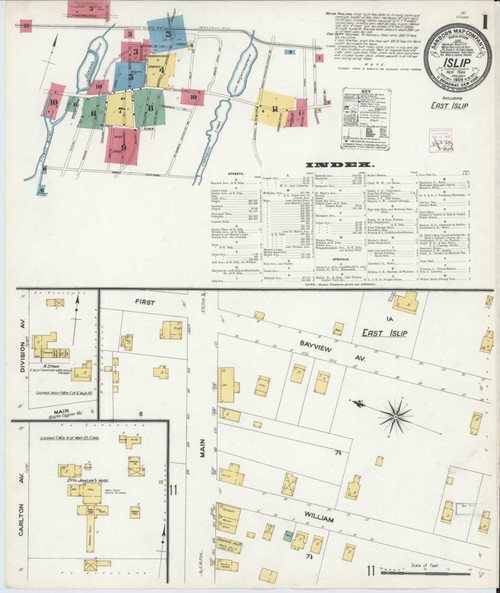 Islip New York 1909 - Fire Insurance Index - Old Map Reprint