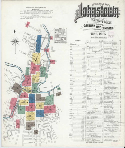Johnstown New York 1907 - Fire Insurance Index - Old Map Reprint