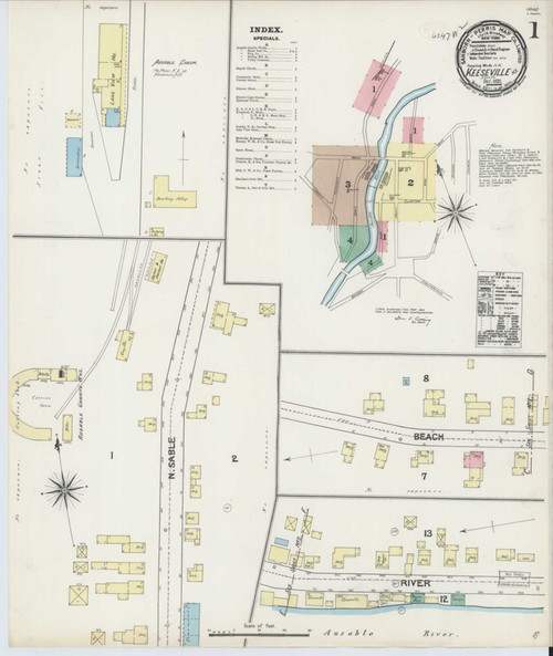 Keeseville New York 1890 - Fire Insurance Index - Old Map Reprint