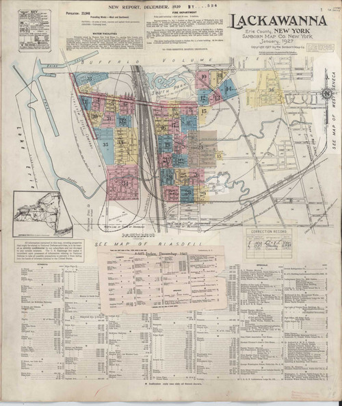 Lackawanna New York 1950 - Fire Insurance Index - Old Map Reprint