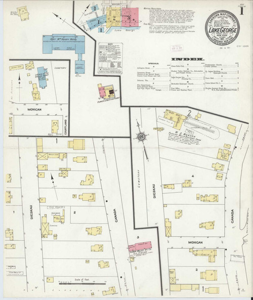 Lake George New York 1911 - Fire Insurance Index - Old Map Reprint