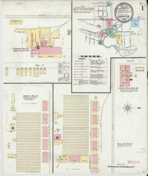 Lancaster New York 1897 - Fire Insurance Index - Old Map Reprint