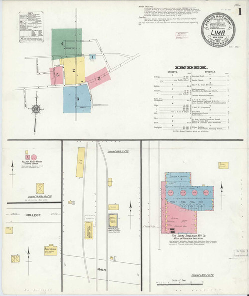 Lima New York 1911 - Fire Insurance Index - Old Map Reprint