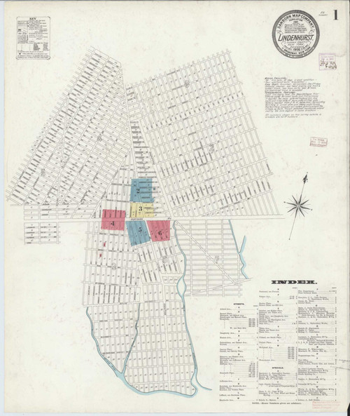 Lindenhurst New York 1908 - Fire Insurance Index - Old Map Reprint