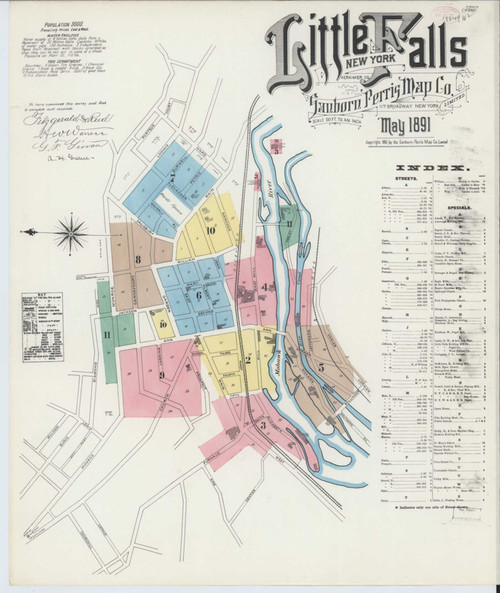 Little Falls New York 1891 - Fire Insurance Index - Old Map Reprint
