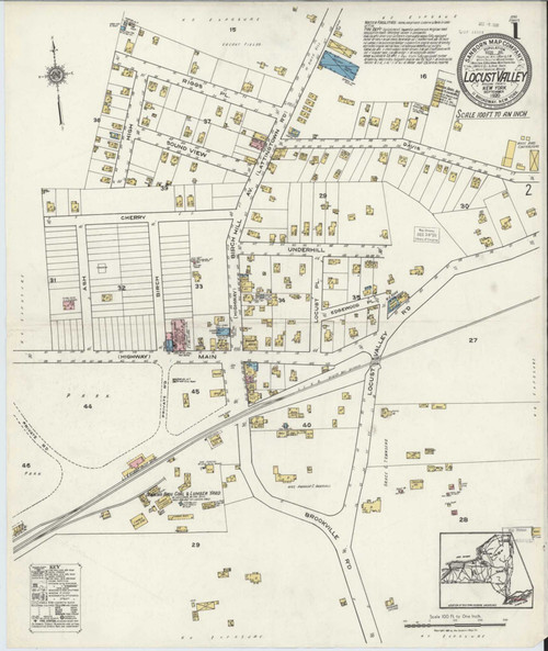 Locust Valley New York 1920 - Fire Insurance Index - Old Map Reprint