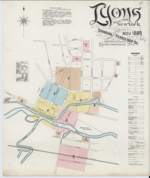 Lyons New York 1889 - Fire Insurance Index - Old Map Reprint