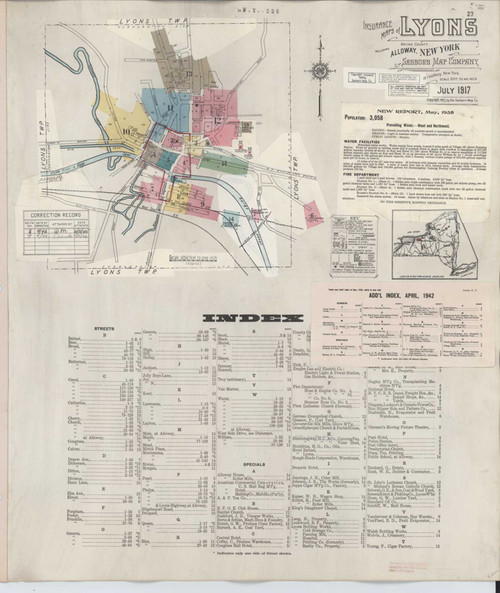 Lyons New York 1949 - Fire Insurance Index - Old Map Reprint
