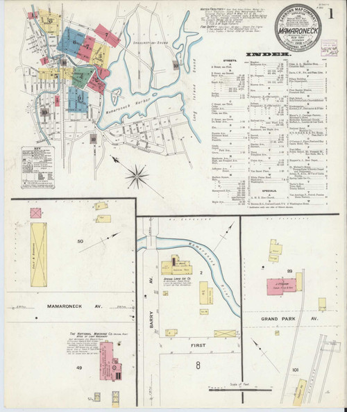 Mamaroneck New York 1908 - Fire Insurance Index - Old Map Reprint