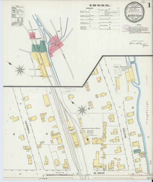 Marathon New York 1893 - Fire Insurance Index - Old Map Reprint