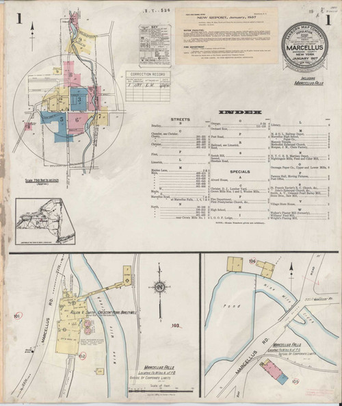 Marcellus New York 1937 - Fire Insurance Index - Old Map Reprint