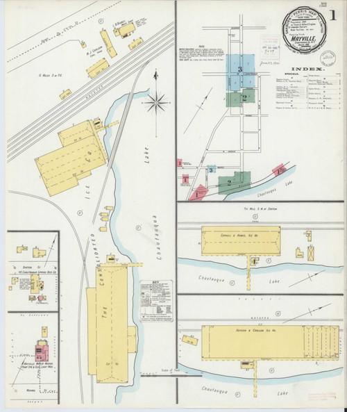 Mayville New York 1900 - Fire Insurance Index - Old Map Reprint