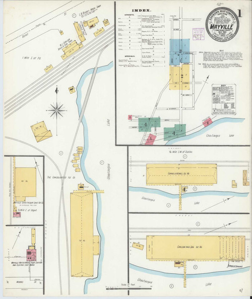 Mayville New York 1905 - Fire Insurance Index - Old Map Reprint