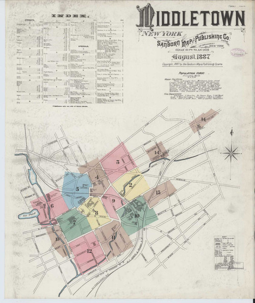 Middletown New York 1887 - Fire Insurance Index - Old Map Reprint