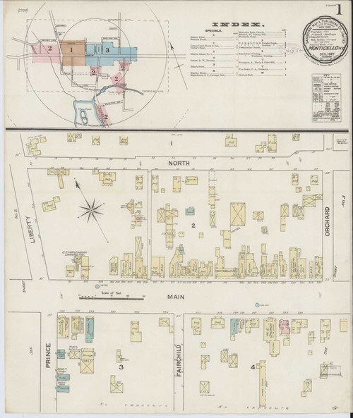 Monticello New York 1887 - Fire Insurance Index - Old Map Reprint