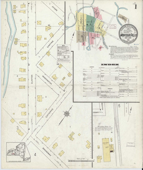 Montour Falls New York 1914 - Fire Insurance Index - Old Map Reprint