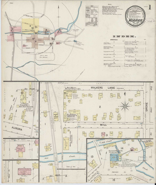 Moravia New York 1887 - Fire Insurance Index - Old Map Reprint