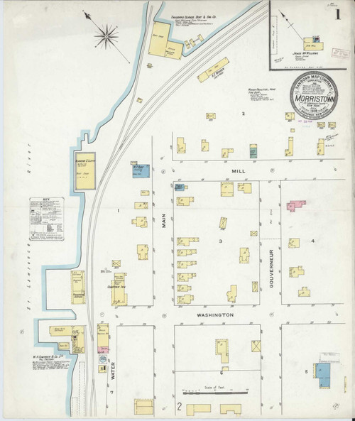 Morristown New York 1909 - Fire Insurance Index - Old Map Reprint