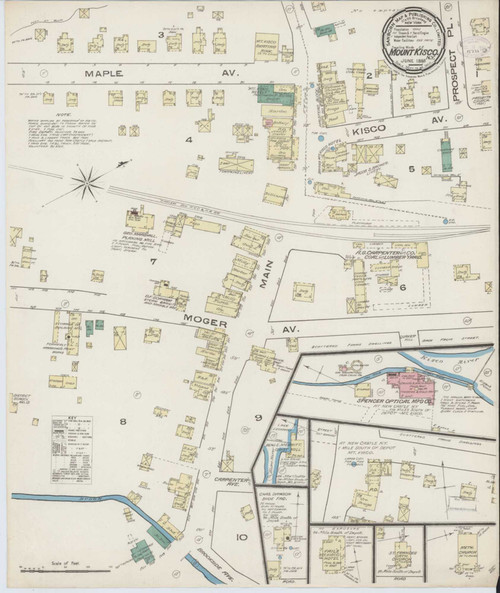 Mount Kisco New York 1885 - Fire Insurance Index - Old Map Reprint