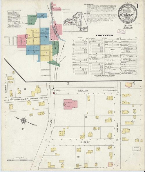 Mount Morris New York 1913 - Fire Insurance Index - Old Map Reprint