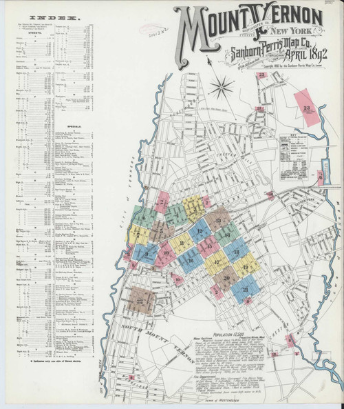 Mount Vernon New York 1892 - Fire Insurance Index - Old Map Reprint