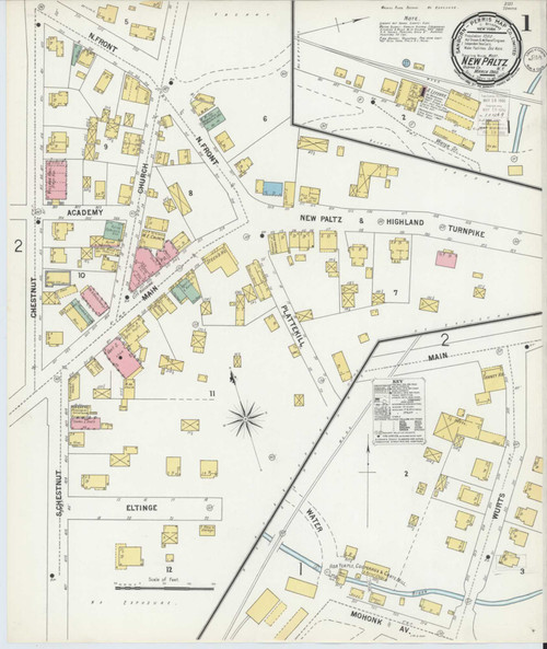 New Paltz New York 1900 - Fire Insurance Index - Old Map Reprint