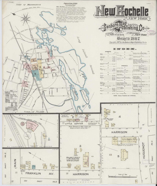 New Rochelle New York 1887 - Fire Insurance Index - Old Map Reprint