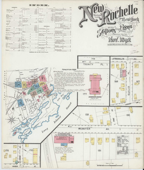New Rochelle New York 1892 - Fire Insurance Index - Old Map Reprint