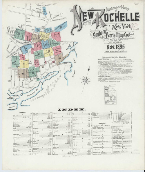 New Rochelle New York 1896 - Fire Insurance Index - Old Map Reprint