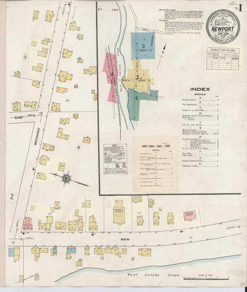 Newport New York 1938 - Fire Insurance Index - Old Map Reprint
