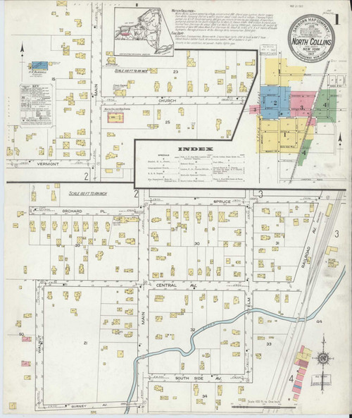 North Collins New York 1917 - Fire Insurance Index - Old Map Reprint