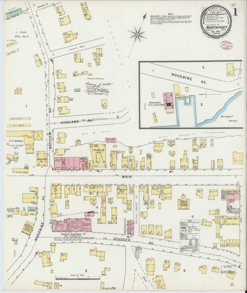 Northport New York 1895 - Fire Insurance Index - Old Map Reprint