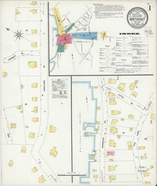 Northport New York 1909 - Fire Insurance Index - Old Map Reprint